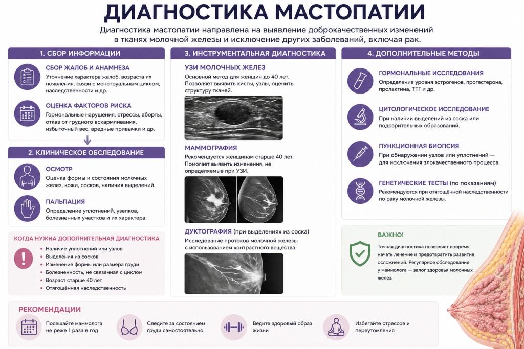 Мастопатия молочной железы: причины, симптомы, лечение